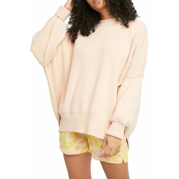 Free People Sweaters - Free People Cream Oversized Peaches Tunic Sweater Slouchy Boho Pullover Size S